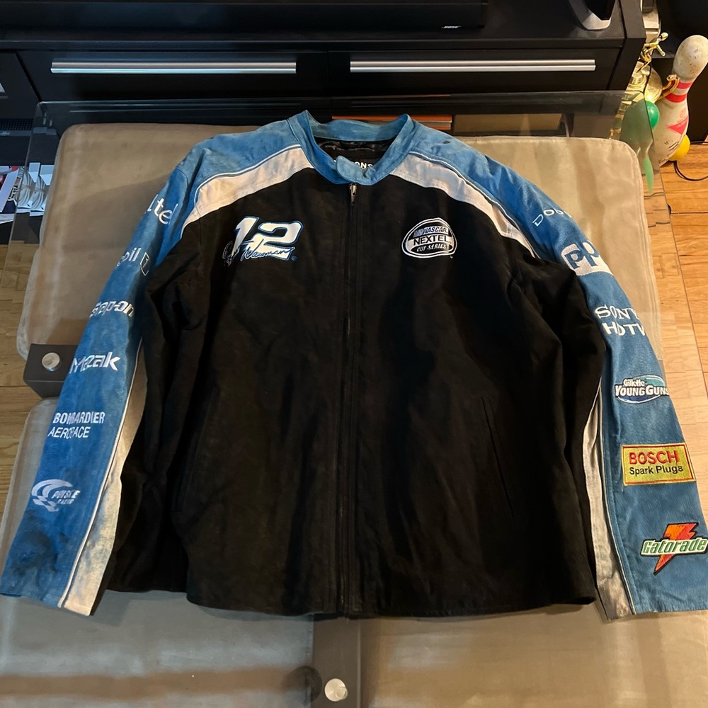 NASCAR Wilson Leather Jacket Blue Autel XXL Chase Ryan Newman